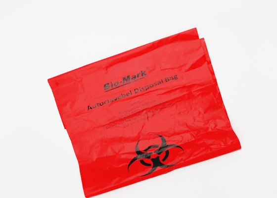 High Strength Polyethylene Autoclavable Biohazard Bag With High Temperature Tag